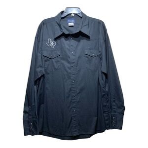 Mens Wrangler Western Core Black Snap Front Long Sleeve Shirt Sz 3XL